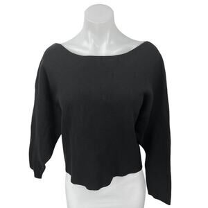 Oc Women's Black Long Sleeve Tie Knot Back Knit Pullover Sweater Top Size M